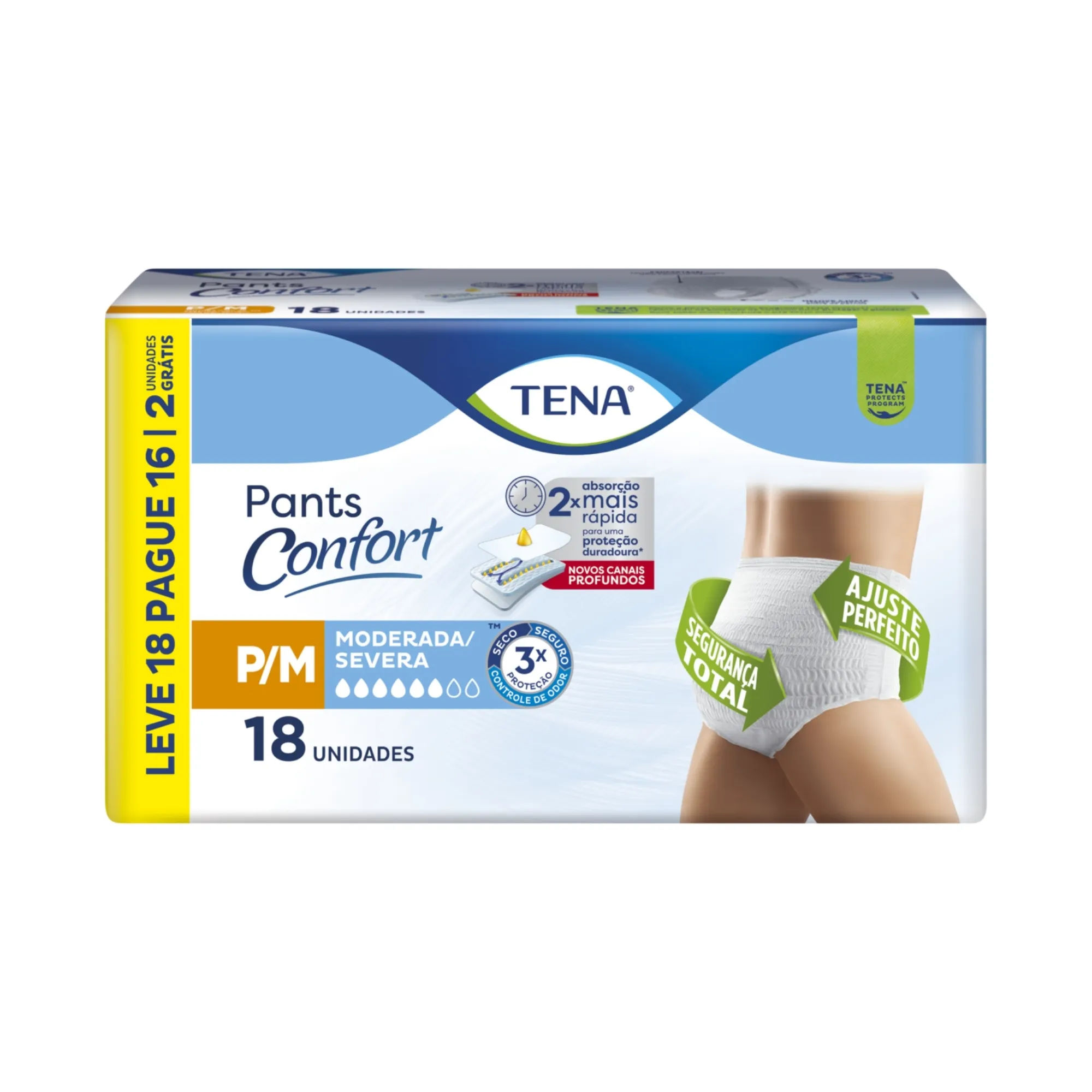 Roupa Íntima Tena Pants Confort P/m Leve 18 Pague 16 Unidades