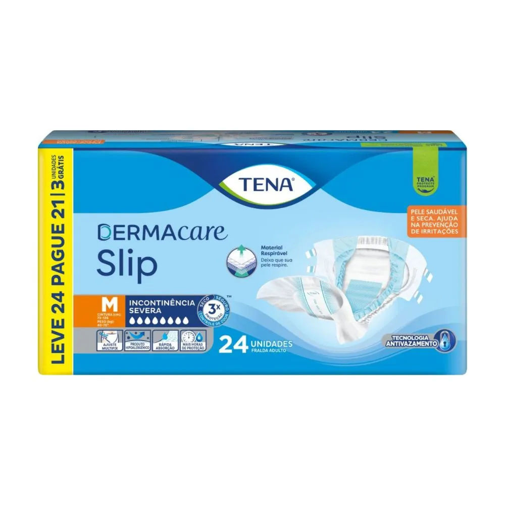 Fralda Tena Dermacare Slip M Leve 24 Pague 21 Especial