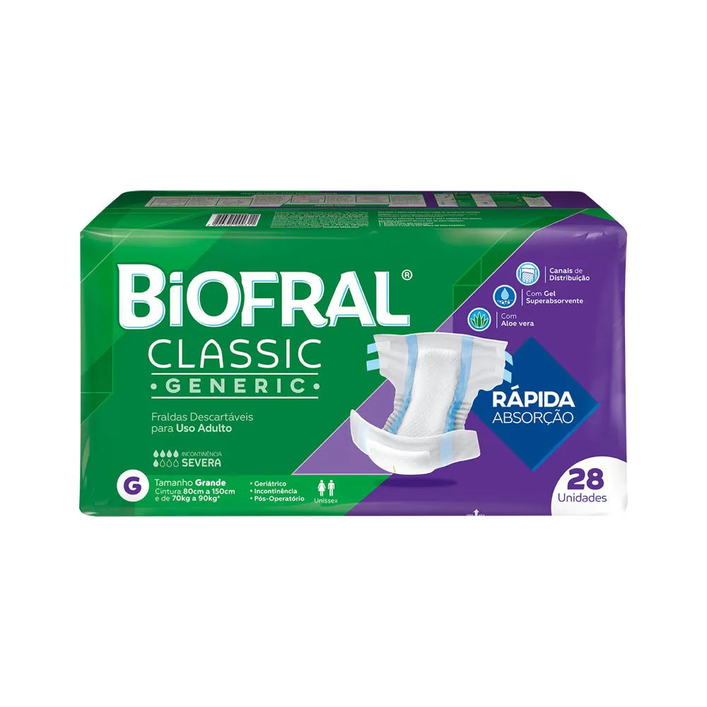 Fralda Geriatrica Biofral Classic Generic G Com 28 Unidades   Enter/