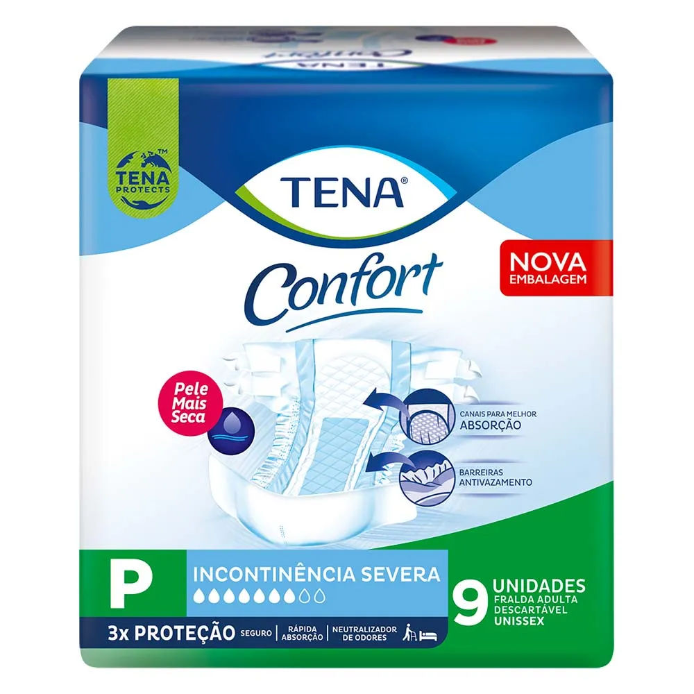 Fralda Geriátrica Tena Confort Tamanho P - 9 Unidades