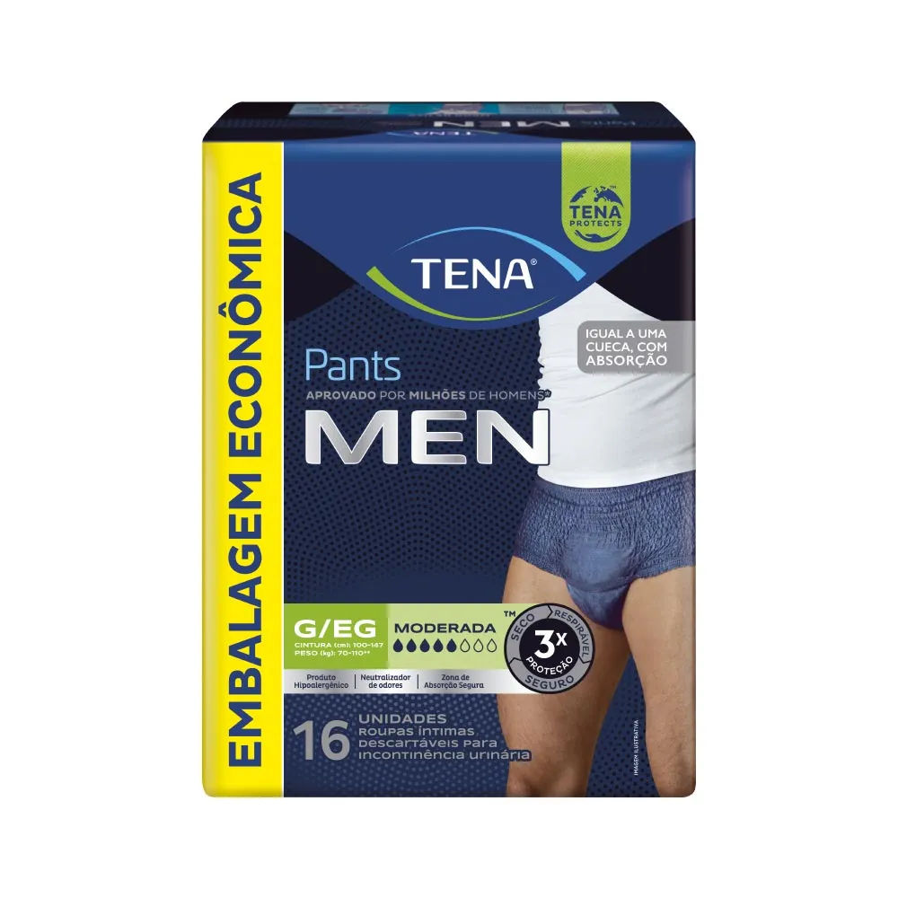 Cueca Descartável Tena Pants Men G/EG 16 Unidades