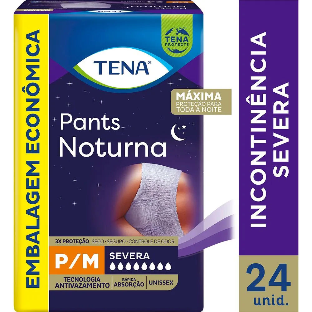 Roupa Íntima Tena Pants Noturna P/M Embalagem Econômica 24 Unidades