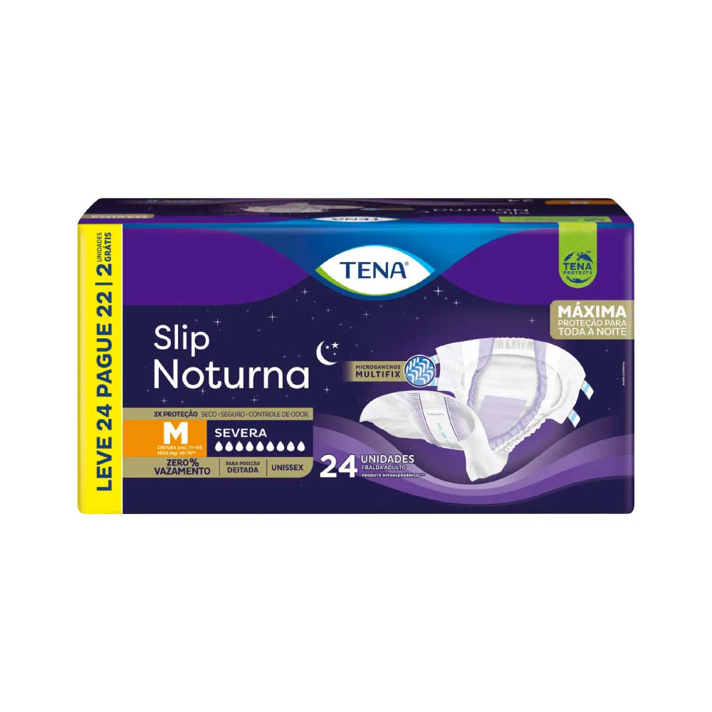 Fralda Geriátrica Tena Slip Noturno M 24 Unidades