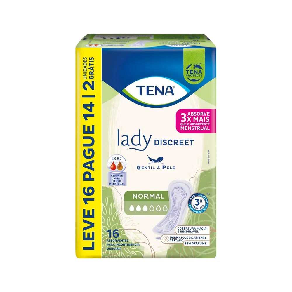 Absorvente Tena Lady Discreet Leve16pague14 Normal Especial