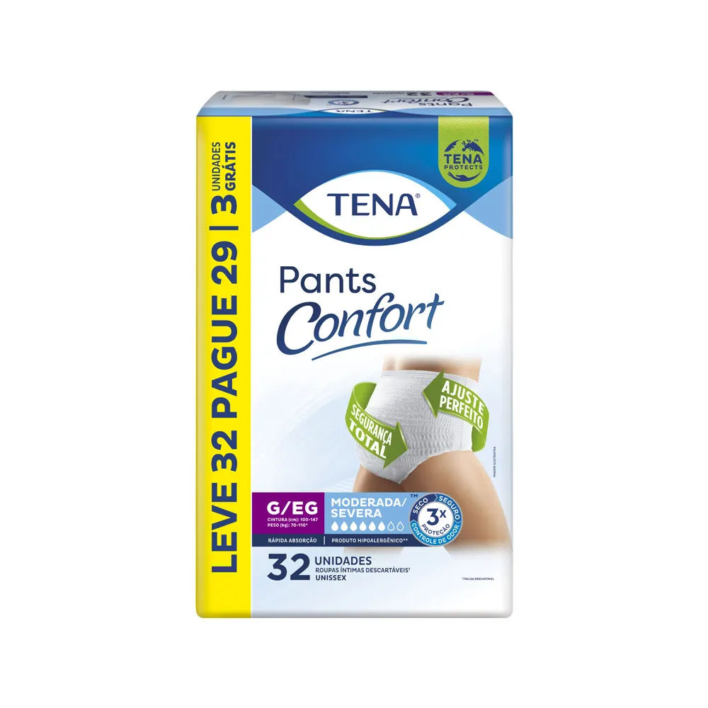 Roupa Íntima Tena Pants Confort G/EG Leve 32 Pague 29 unidades