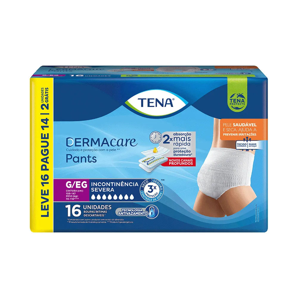 Roupa Íntima Tena Pants Dermacare G/eg Leve 16 Pague 14 Unidades