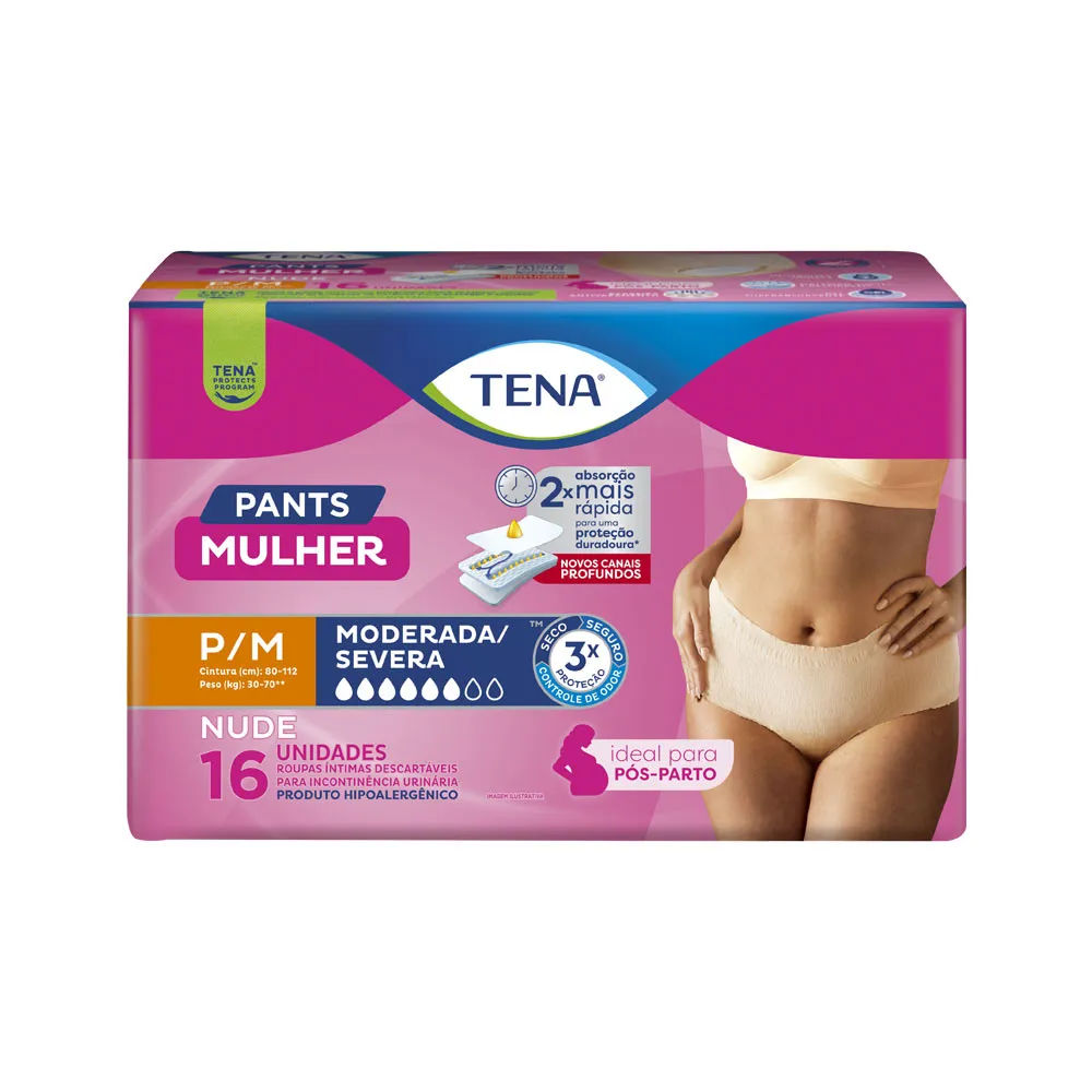 Roupa Íntima Descartável Tena Pants Mulher Nude P/M 16 Unidades