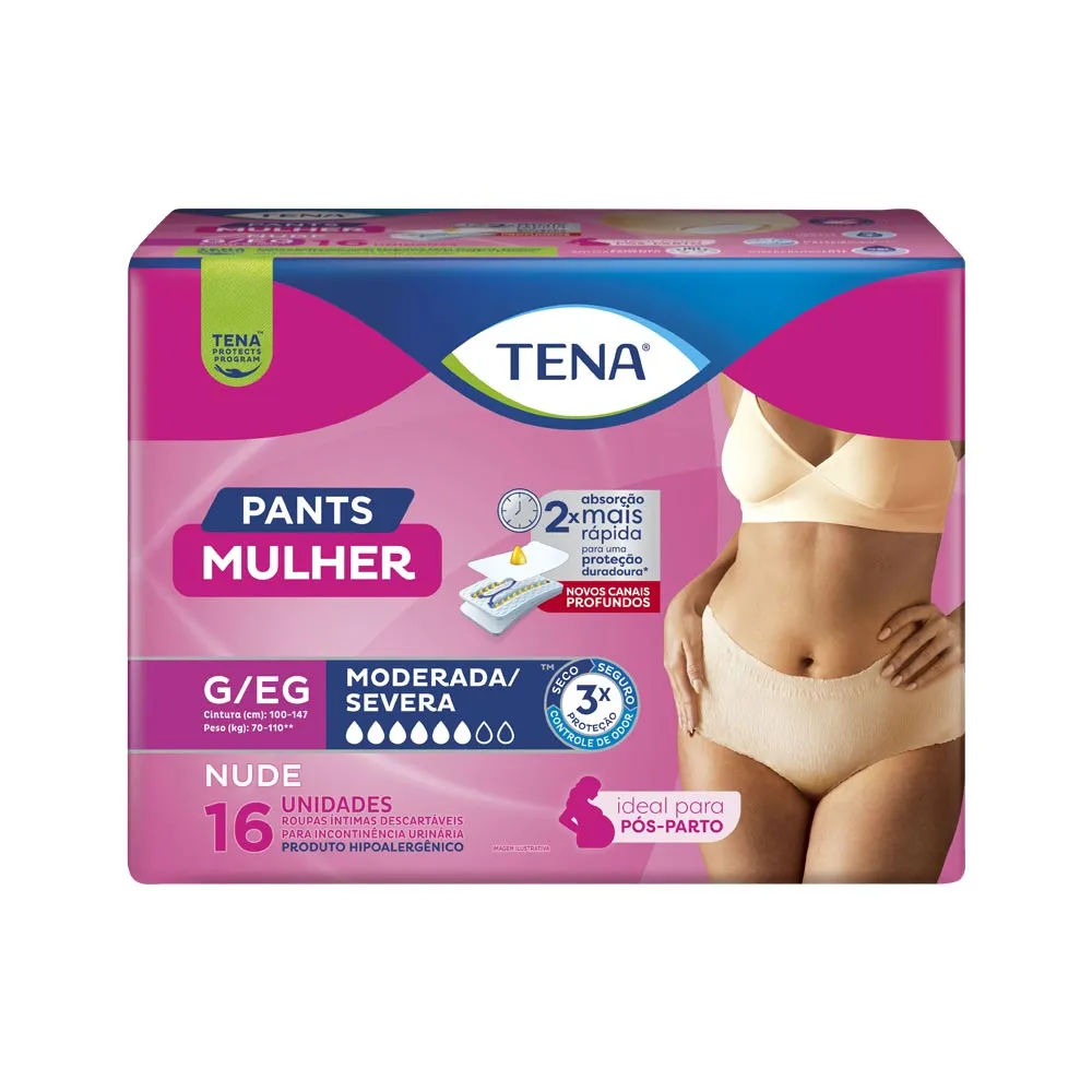 Roupa Íntima Descartável Tena Pants Mulher Nude G/EG 16 Unidades