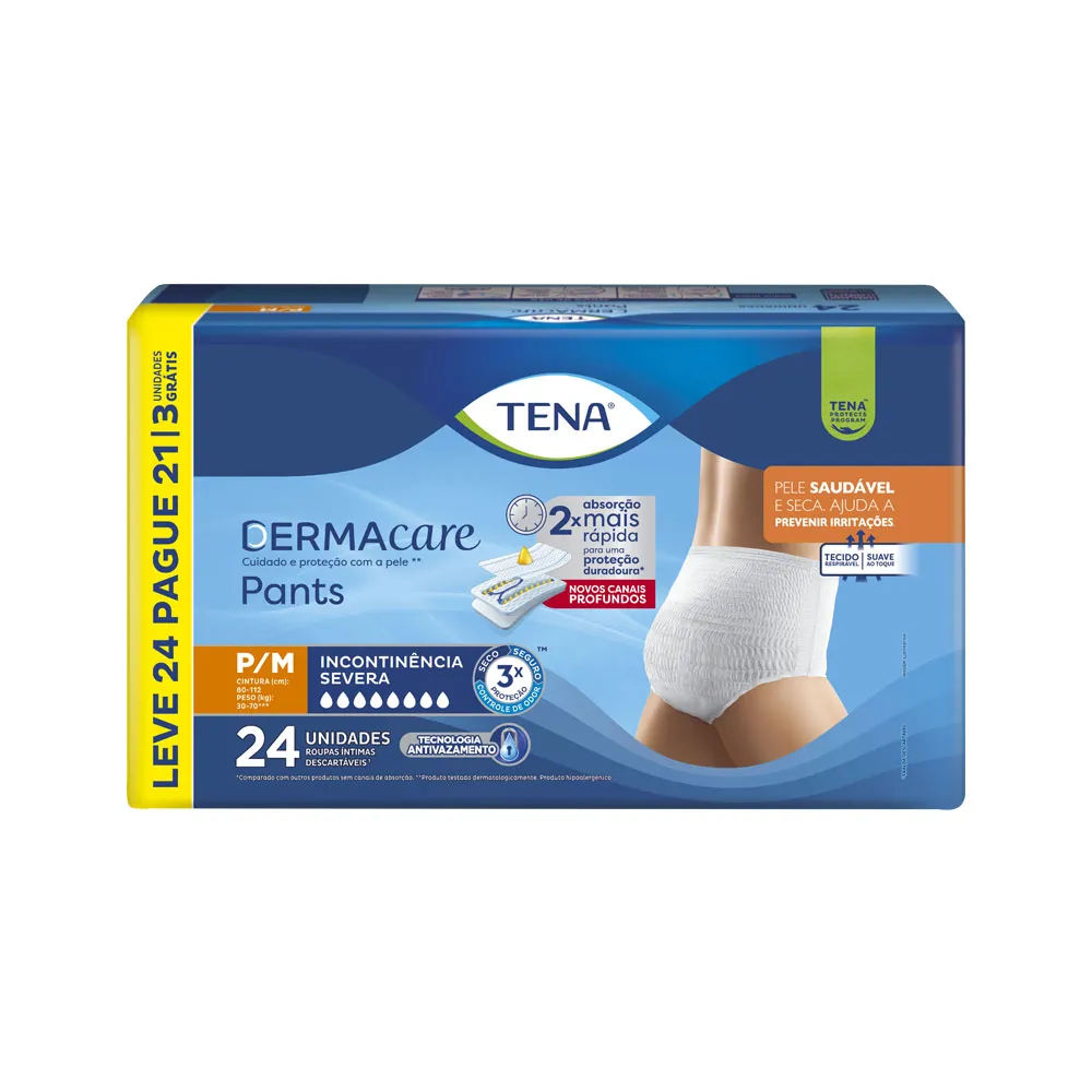 Roupa Intima Tena Dermacare Pants Severa Leve 24 Pague 21 Tam.p/m