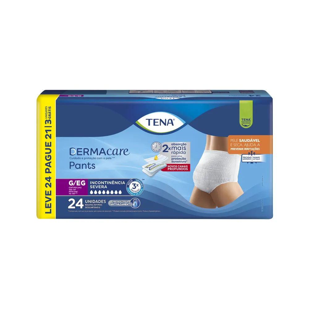 Roupa Intima Descartavel Tena Dermacare Leve 24 Pague 21 Especial  Tamanho G/eg