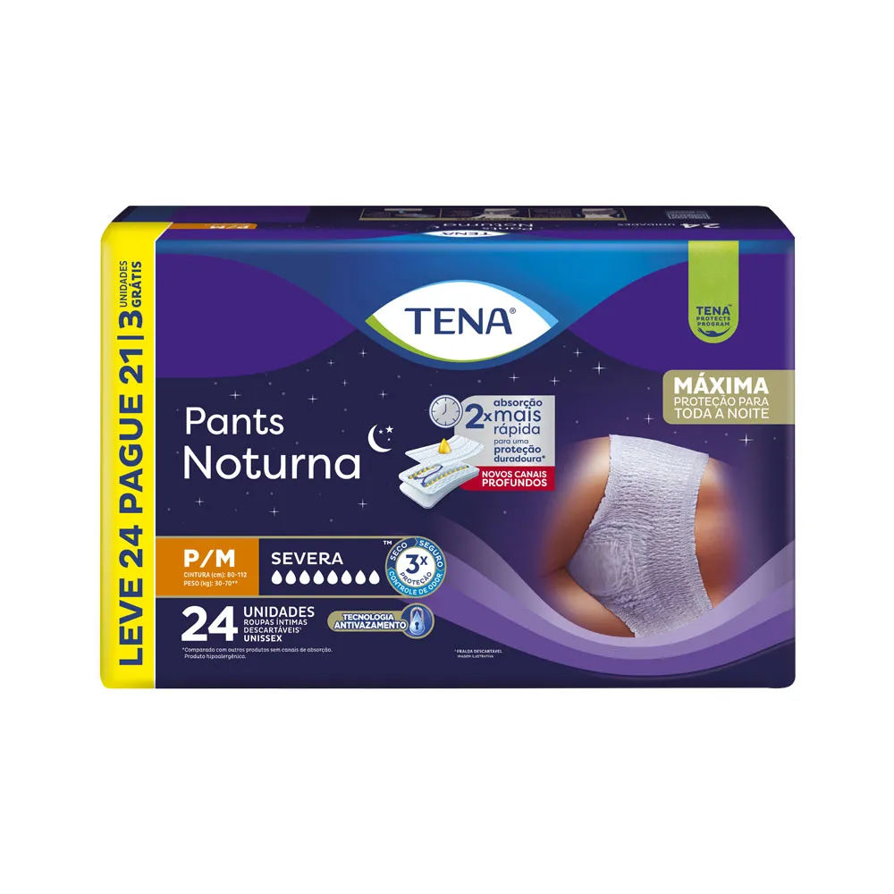 Roupa Íntima Tena Pants Noturna P/M Leve 24 Pague 21 Unidades
