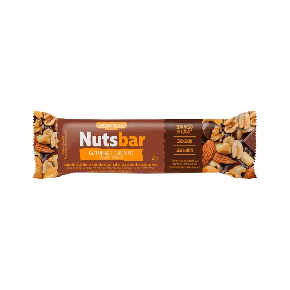 Barra Banana Brasil Nuts Bar 25gr Castanhas E Chocolate