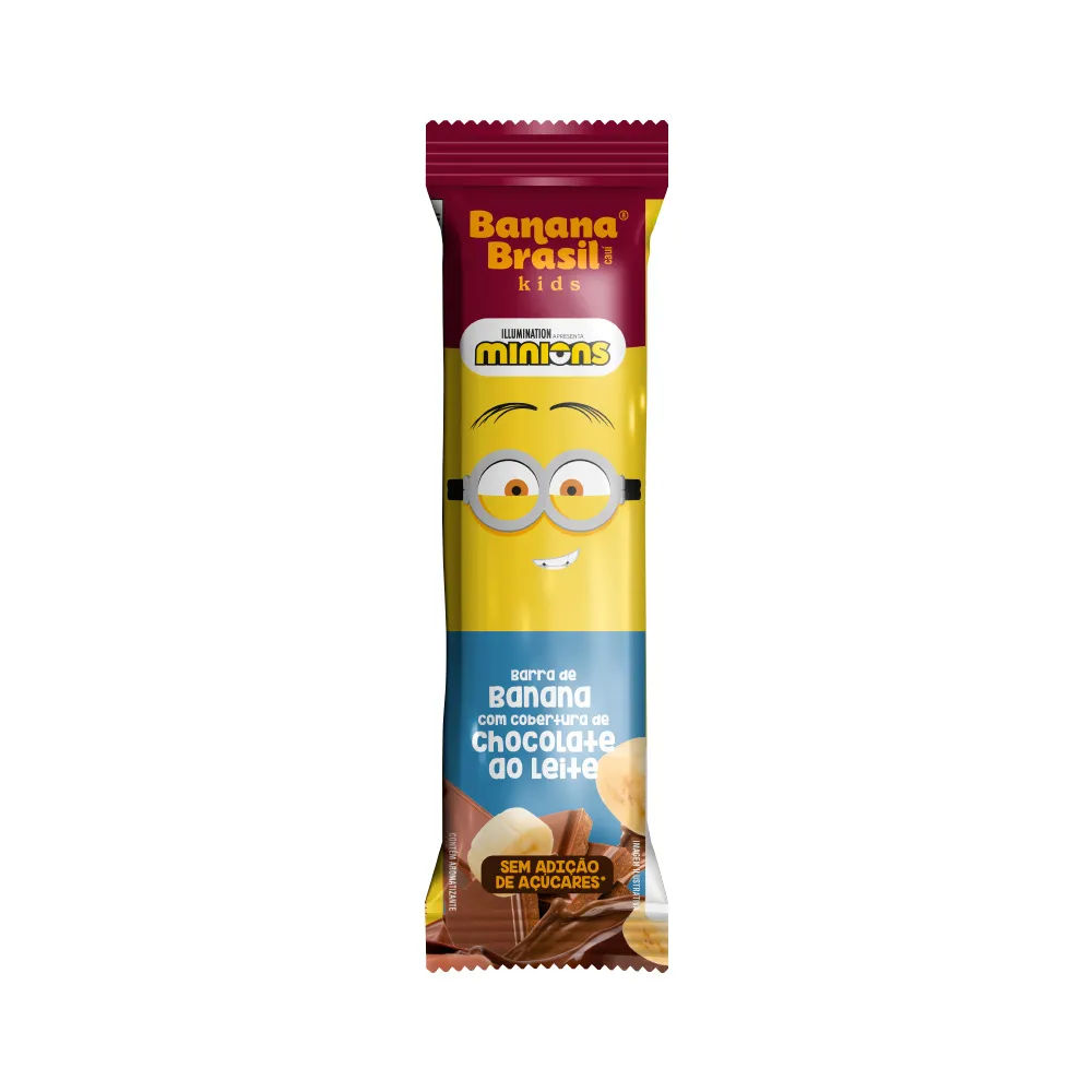 Barra Banana Brasil Kids Minions 22gr Banana Com Cobertura De Chocolate  Ao Leite