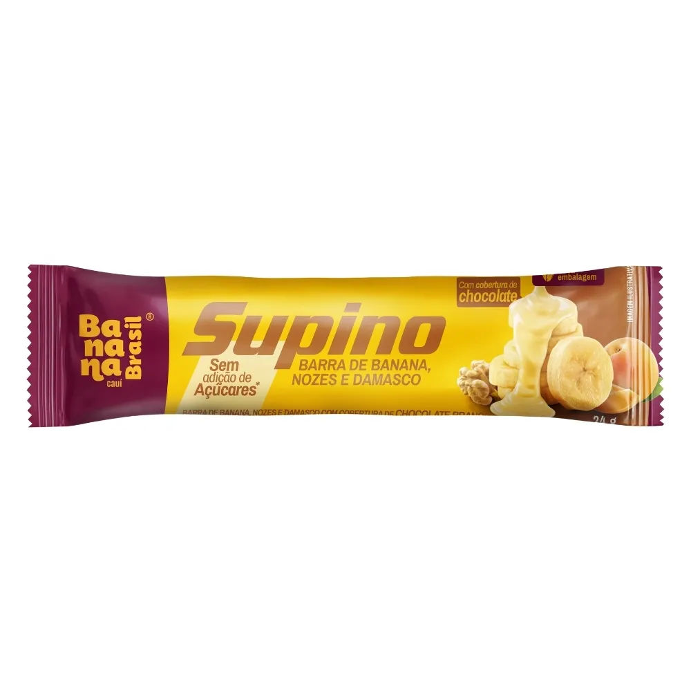 Barra De Banana Banana Brasil Supino Nozes Damasco E Chocolate Branco  24g