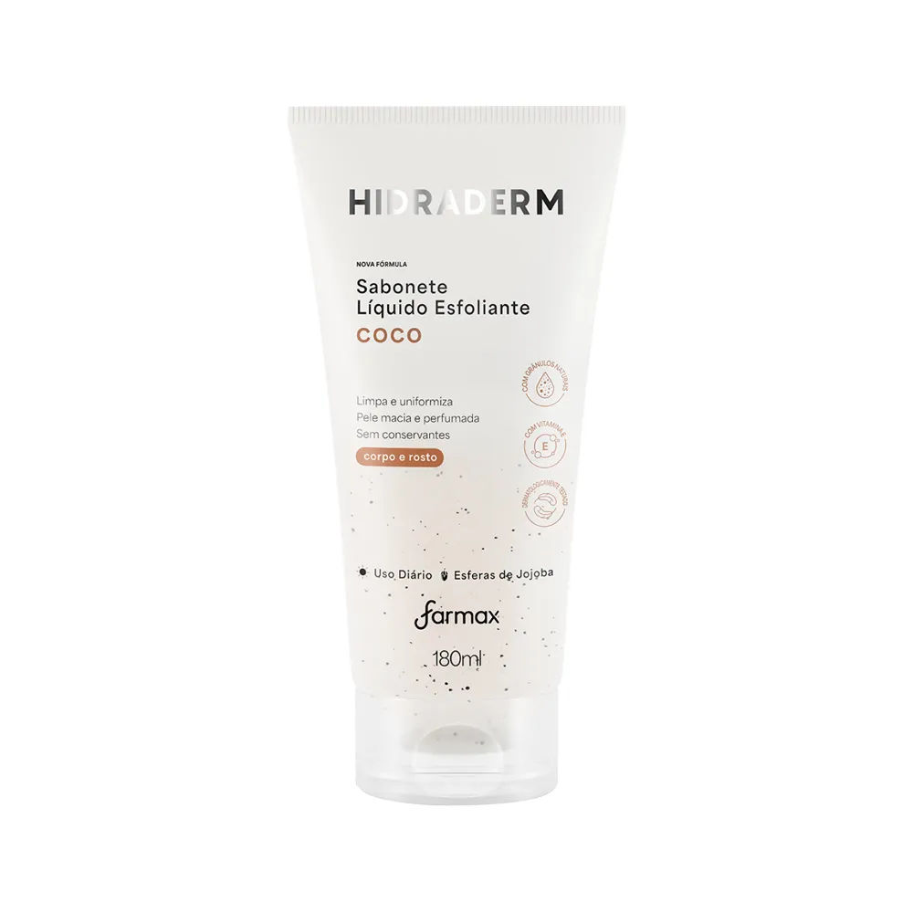 Sabonete Líquido Esfoliante Corporal Hidraderm Coco 180ml