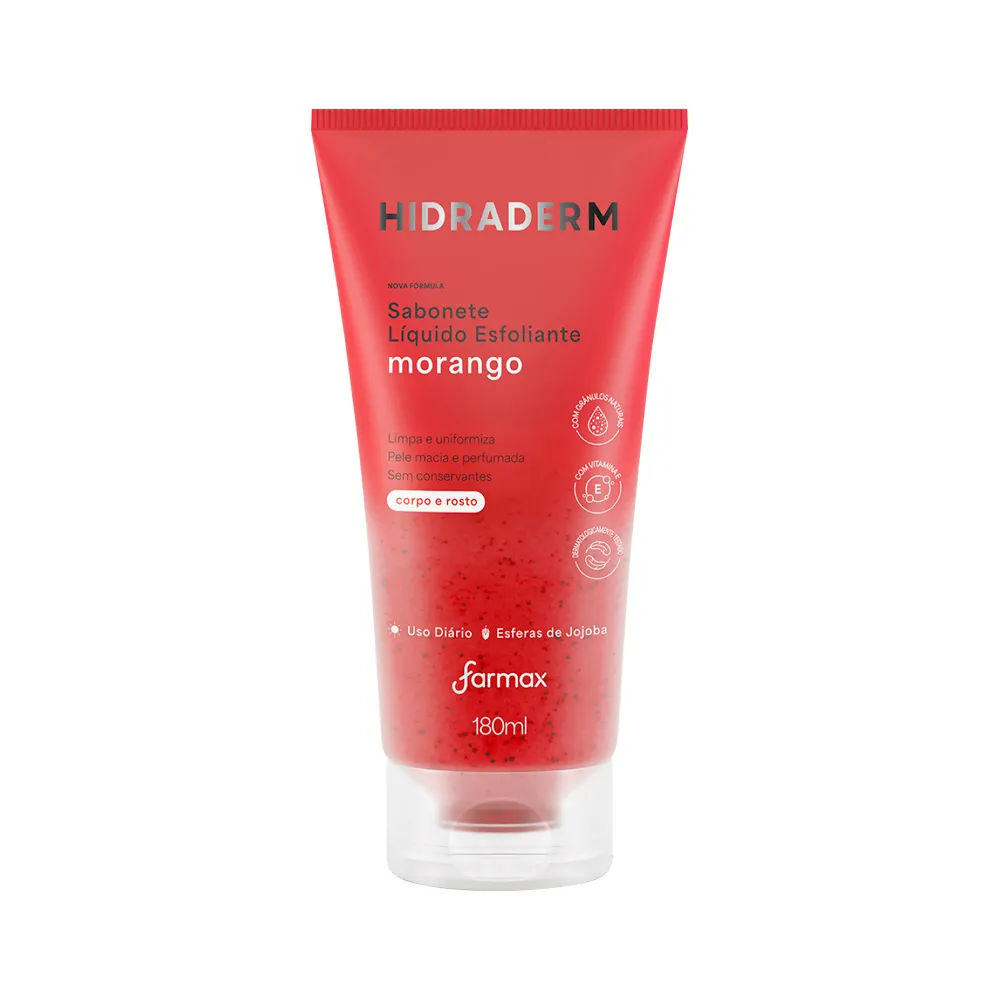 Sabonete Líquido Esfoliante Corporal Hidraderm Morango 180ml