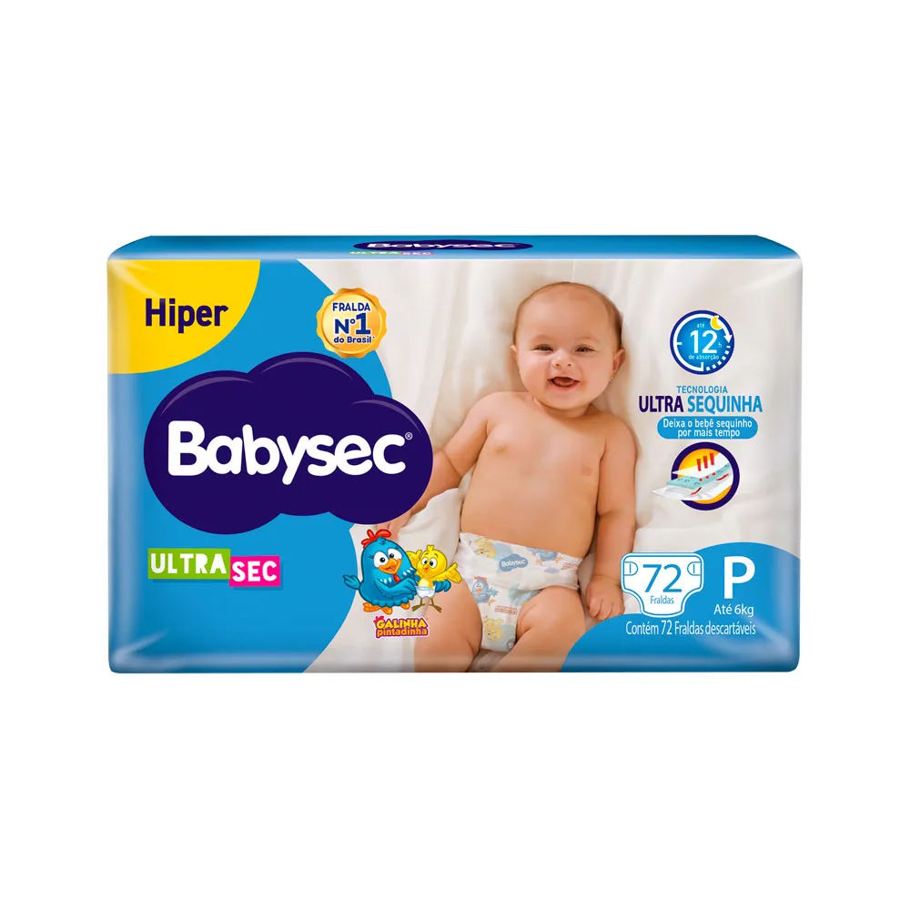 Fralda Babysec Galinha Pintadinha Ultrasec Hiper P 72 unidades