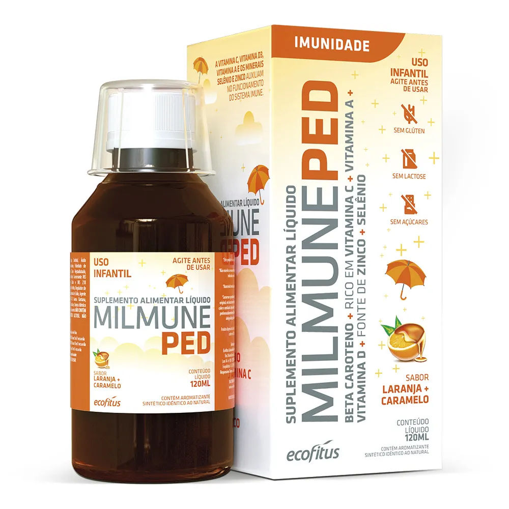 Milmune Ped 120ml Liquido Sabor Laranja+caramelo