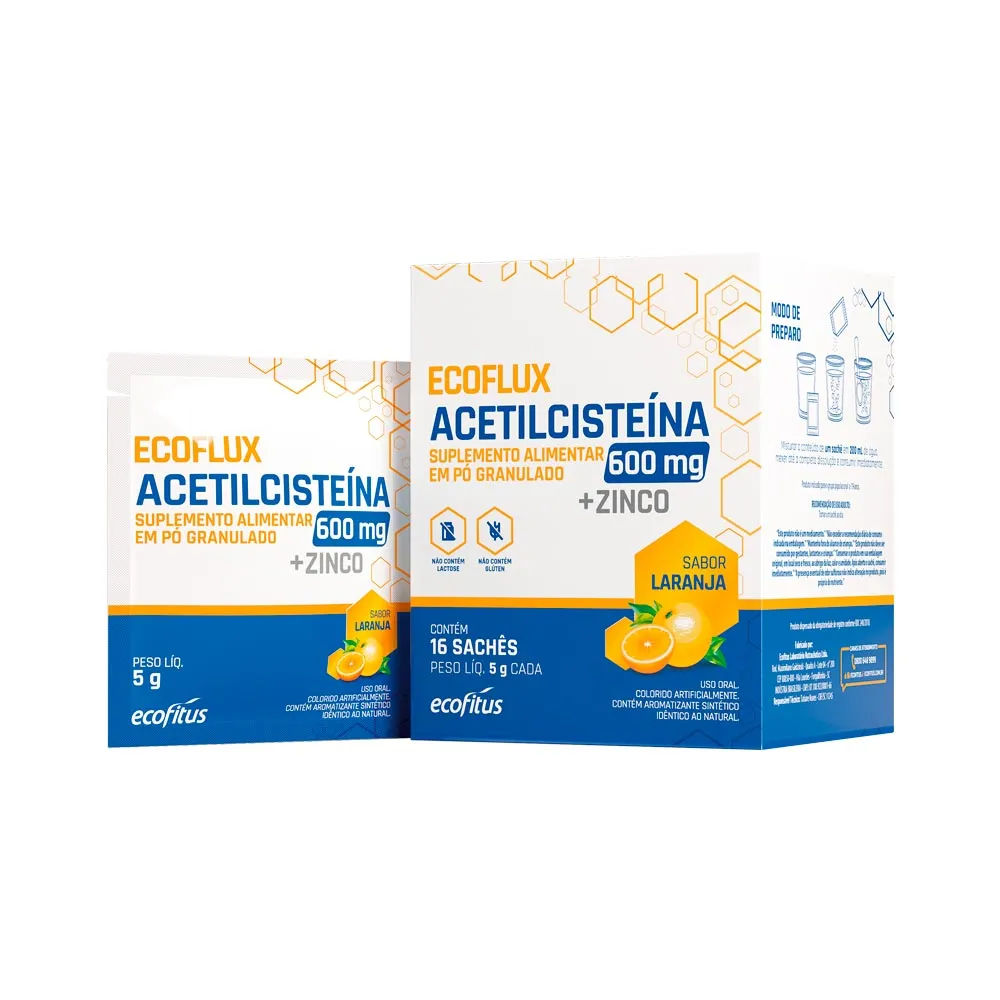 Ecoflux Acetilcisteina + Zinco 16 Saches 600mg