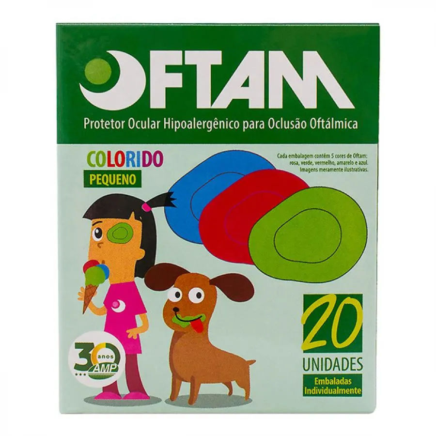 Protetor Ocular Oftam Colorido Pequeno Com 20 Unidades