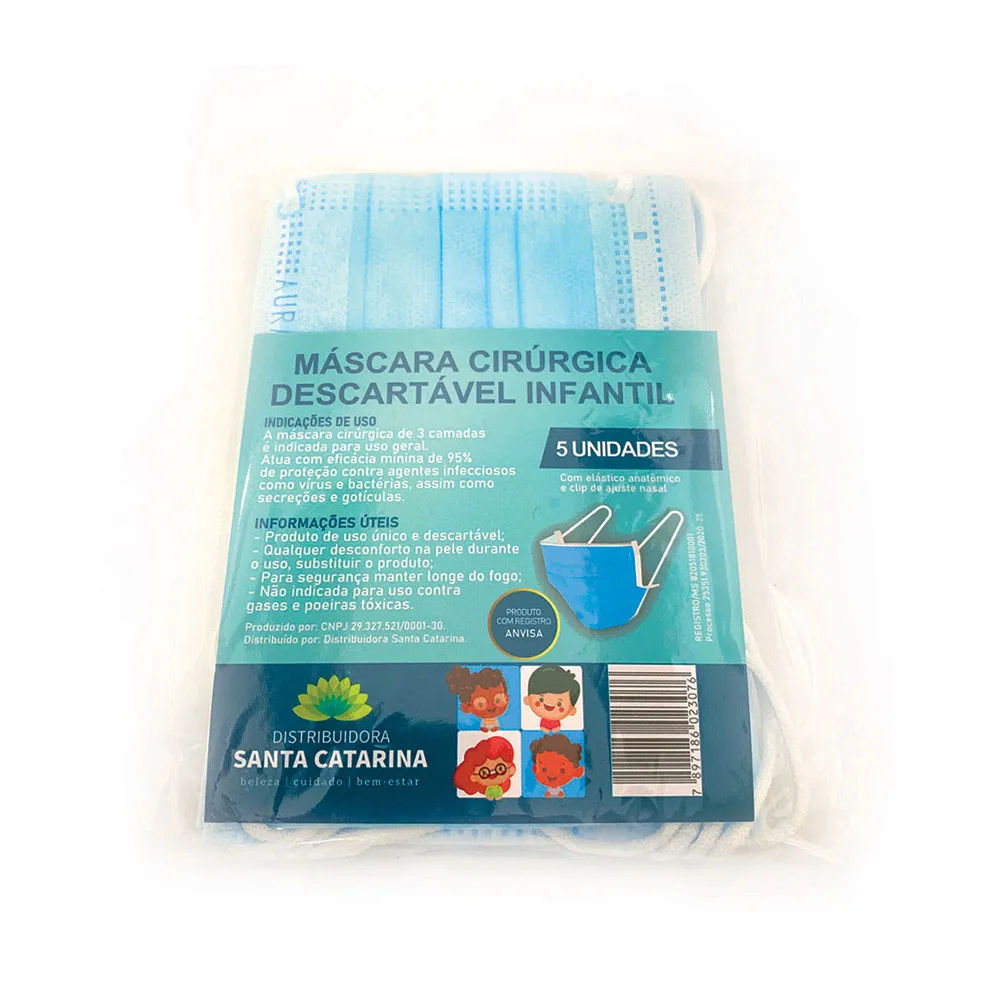 Mascara Aura Life Com 5 Infantil Azul