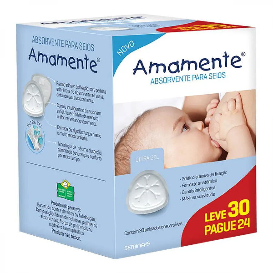 Absorventes para Seios Amamente 30 Unidades