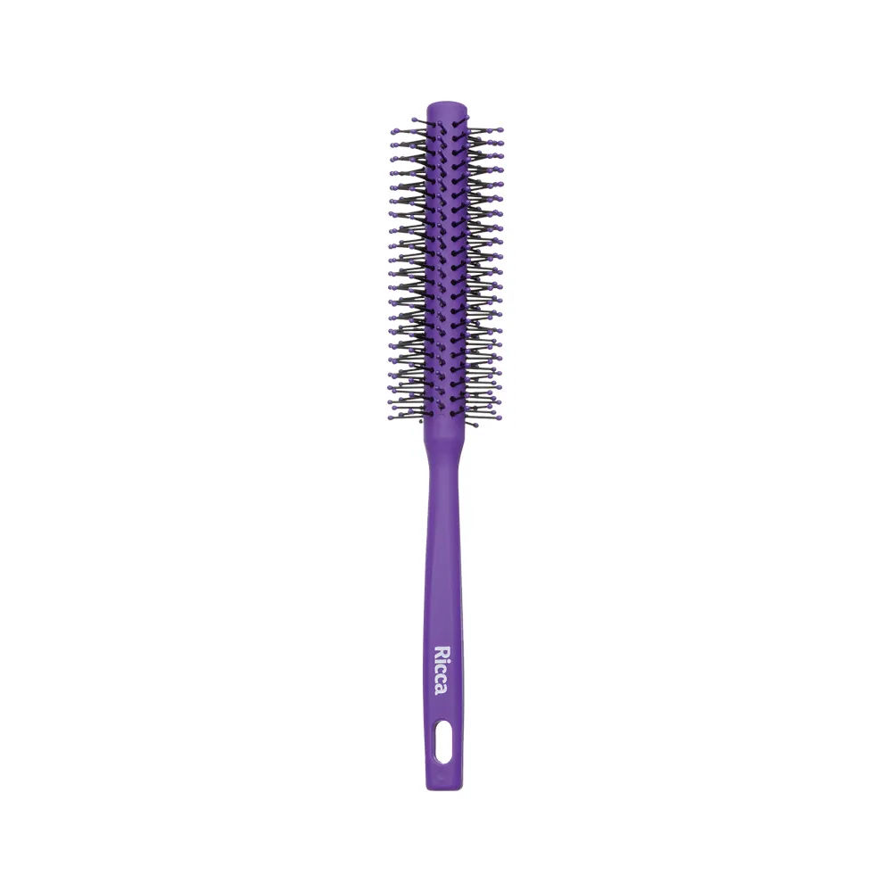 Escova De Cabelo Ricca Com 1 Redonda Pinos Roxa