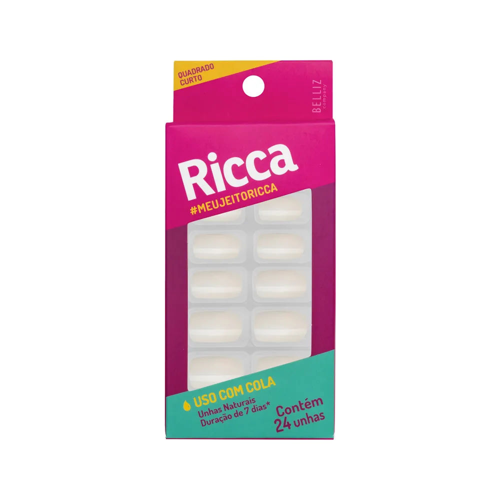 Unhas Postiças Ricca 1336 Naturais Quadrado Curto
