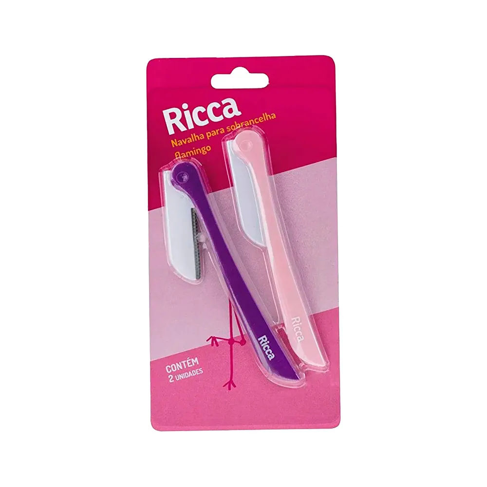 Navalha Para Sobrancelha Ricca Com 2 Flamingo
