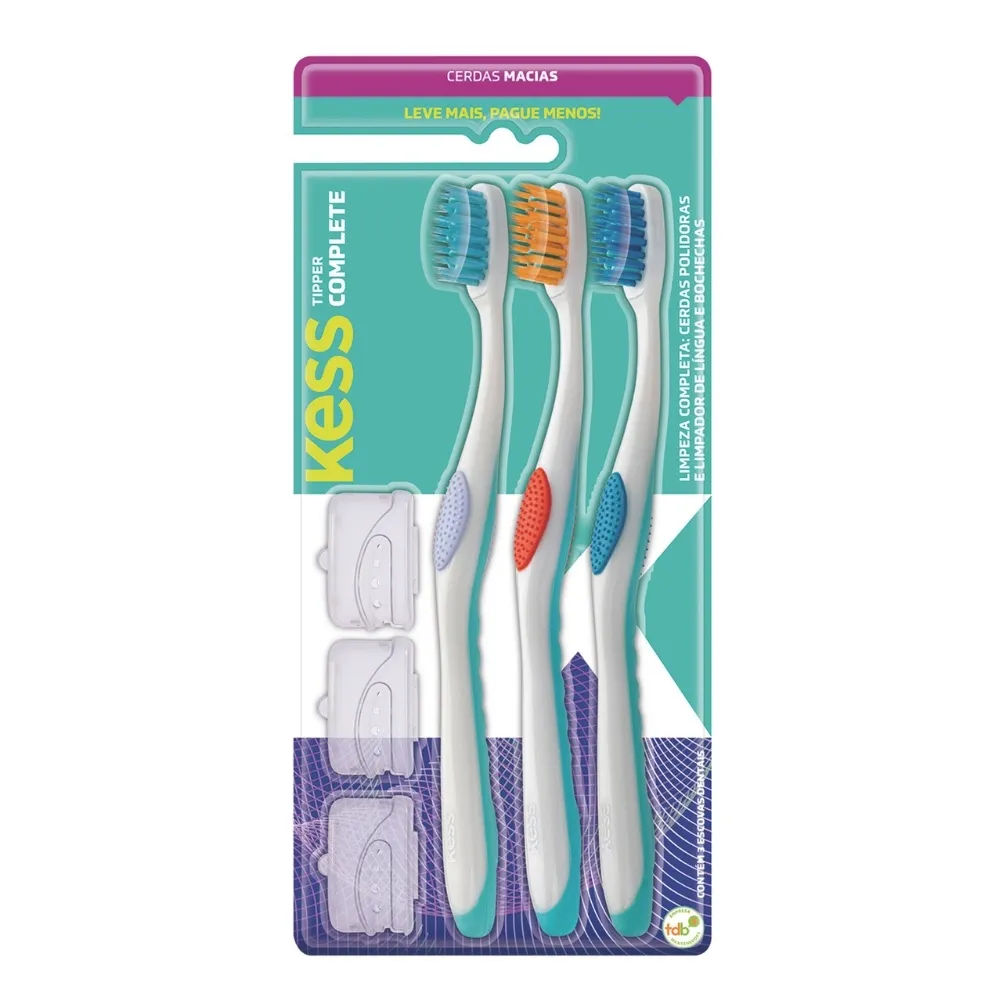 Escova Dental Kess Complete Tipper Com 3 Unidades Cerdas Macias Especual