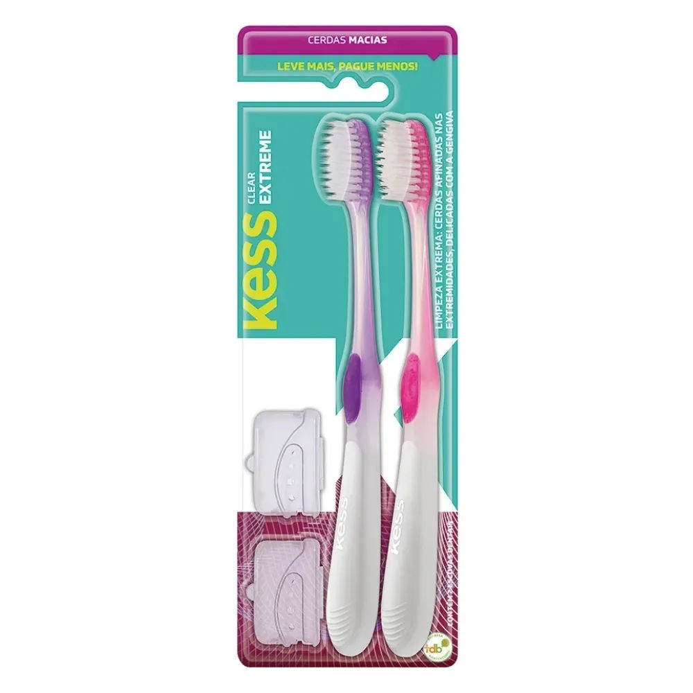 Escova Dental Kess Extreme Clear Com 2 Unidades Cerdas Macias Especial