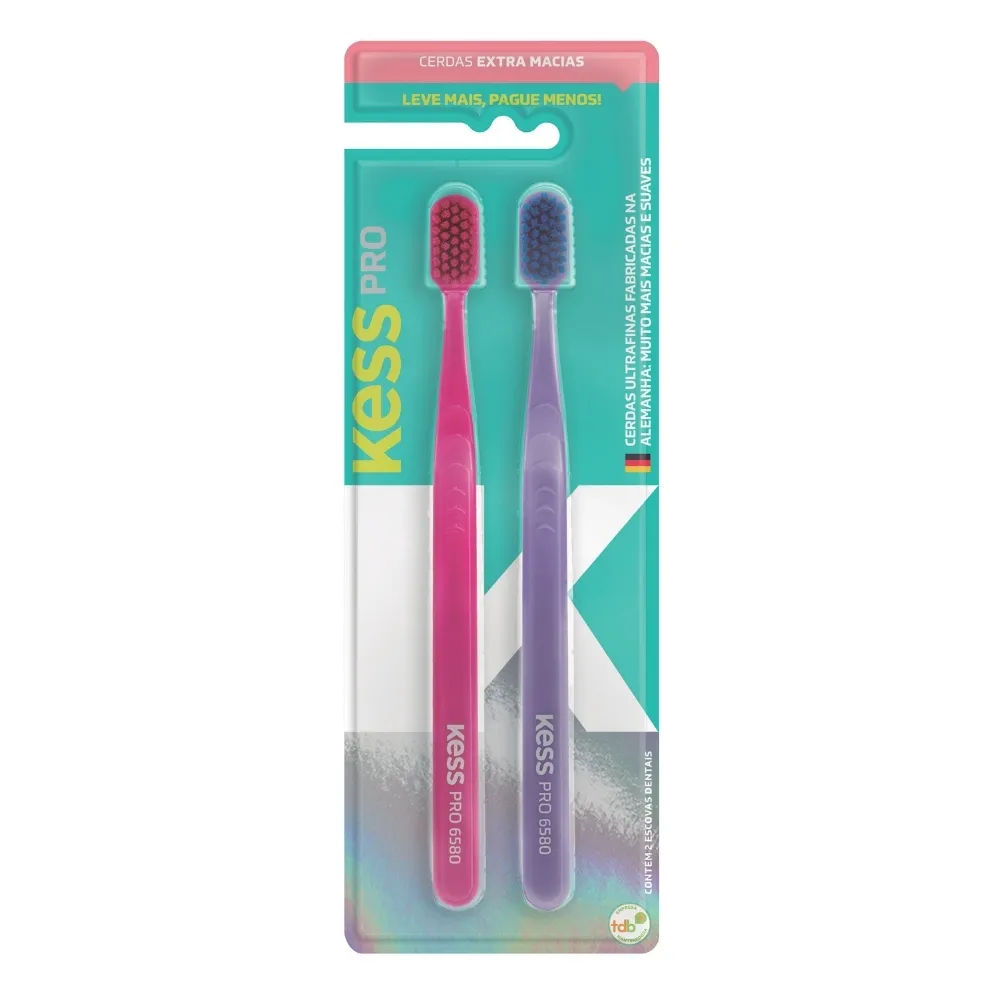 Escova Dental Kess Pro Extra Macia com 2 Unidades + Capa Protetora