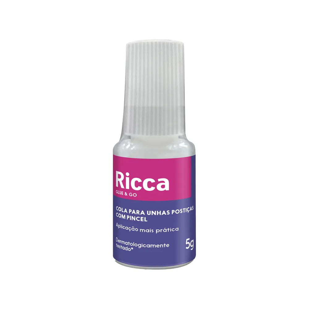 Cola Para Unhas Posticas Com Pincel Ricca Glue E Go 5gr