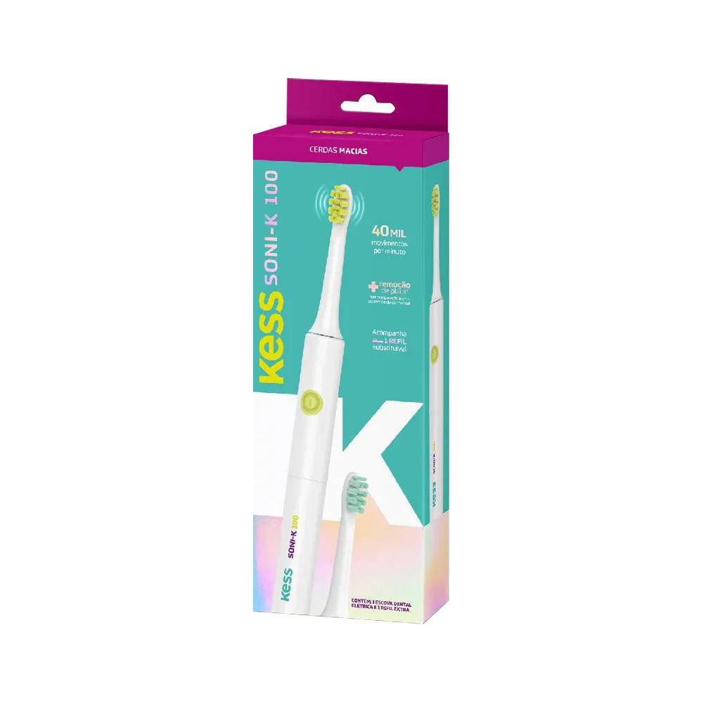 Escova Dental Eletrica Kess Soni-k 100 Com 1 Refil Extra
