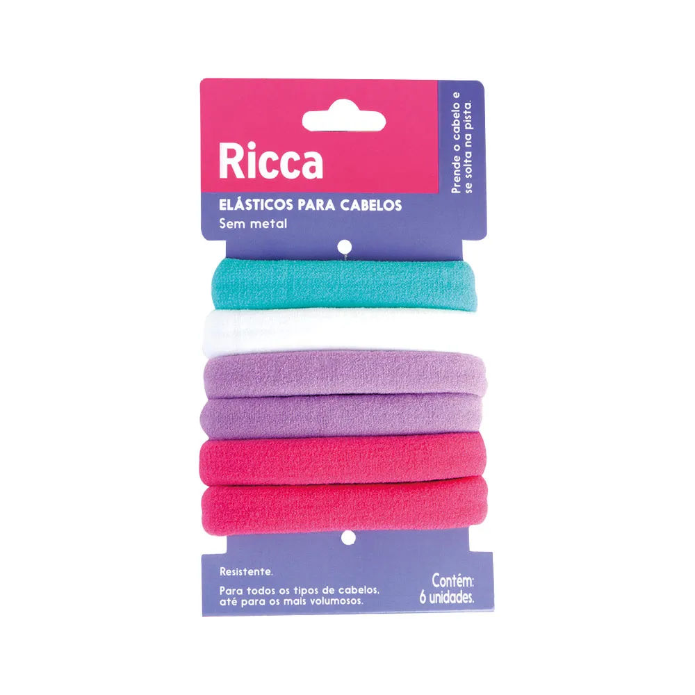 Elastico Para Cabelo Grosso Ricca Com 6 Unidades Sem Metal