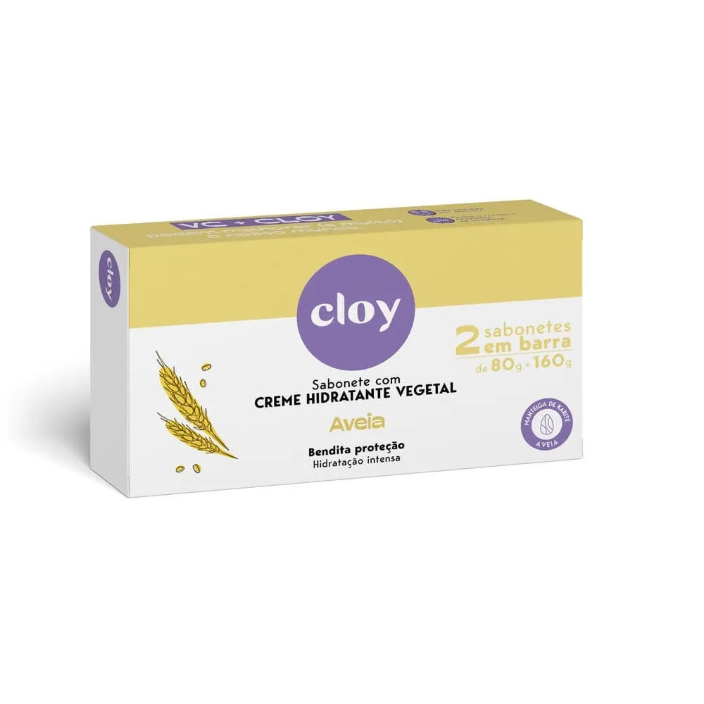 Sabonete Cloy Ultra Hidratante Aveia e Karité 80g com 2 Unidades