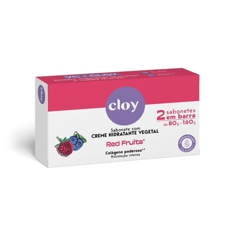 Sabonete Cloy Ultra Hidratante Red Fruits 80g com 2 unidades