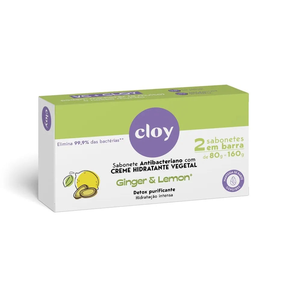 Sabonete Cloy 80g 2 Unidades Ultra Hidratante Ginger e Lemon