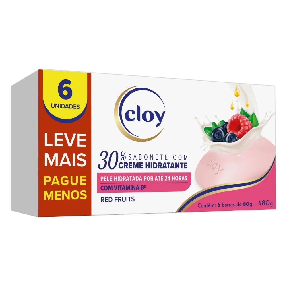 Sabonete Em Barra Cloy Red Fruits 6 unidades 80g