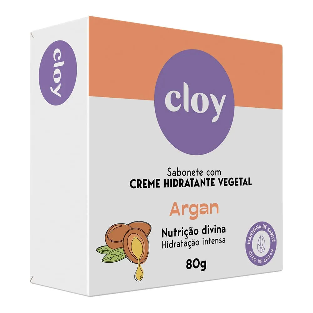 Sabonete Cloy Barra Com Hidratante Vegetal 80gr Argan