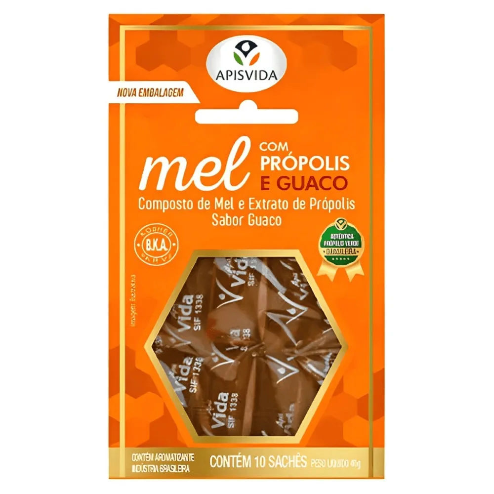 Composto De Mel E Extrato De Propolis Sabor Guaco 10 Saches