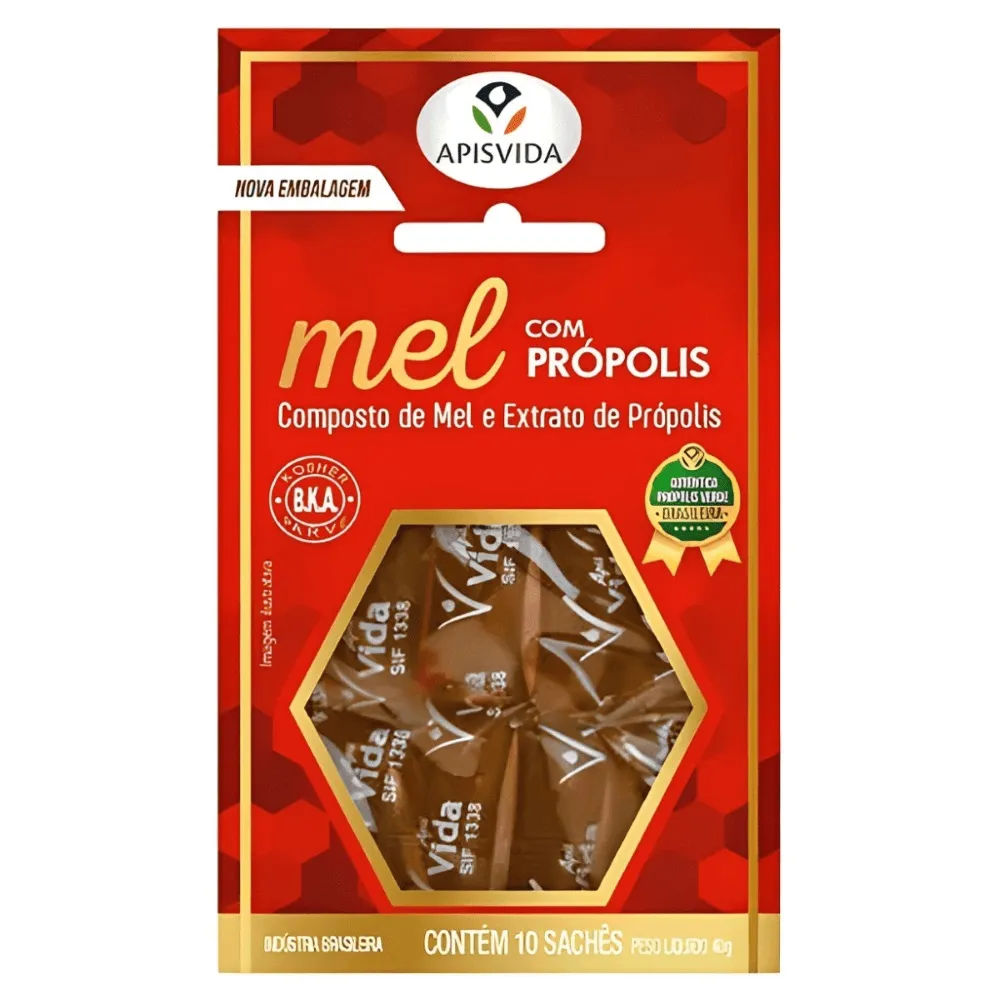 Composto De Mel E Extrato De Propolis 10 Saches
