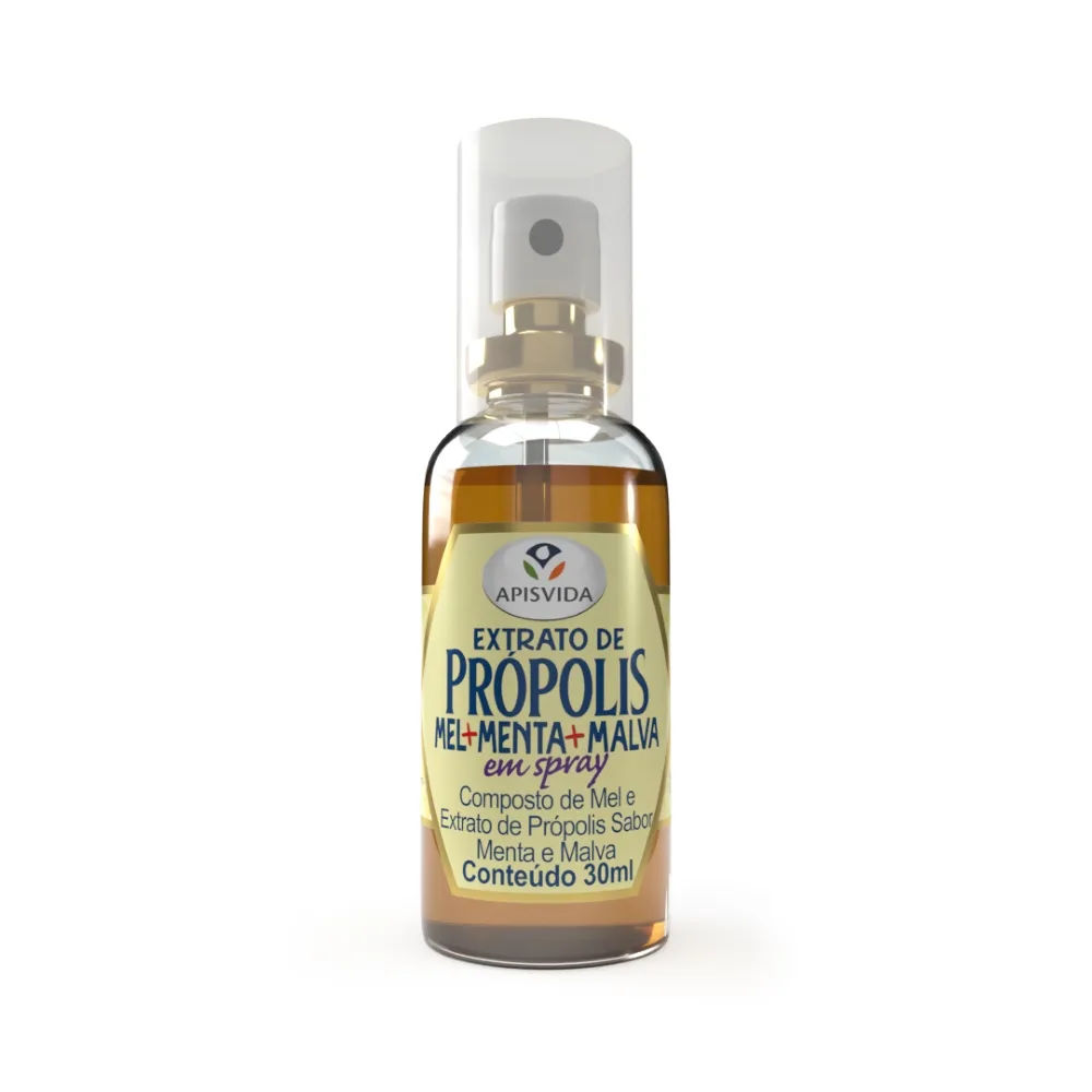 Spray Para Garganta Extrato De Própolis Sabor Menta E Malva Apis Vida  30ml