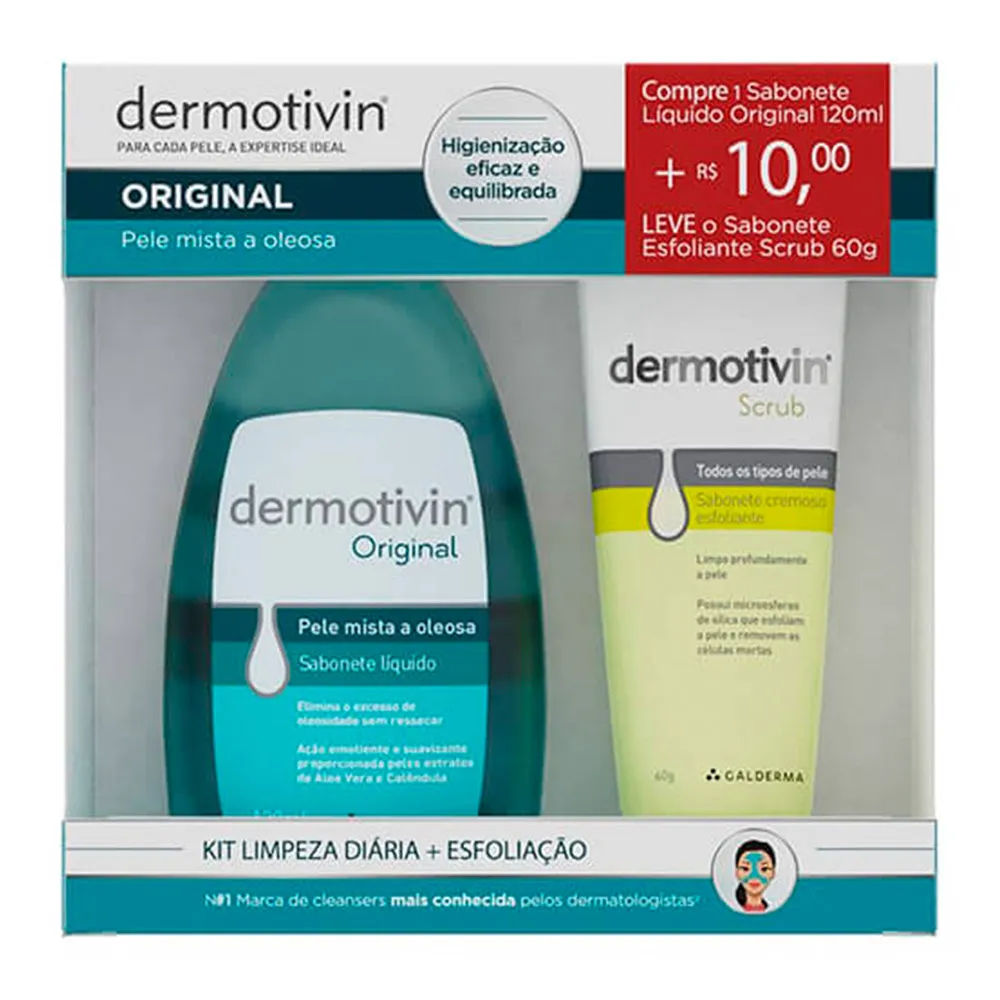 Kit Original Dermotivin 120ml + Sabonete Esfoliante Scrub 60g Galderma