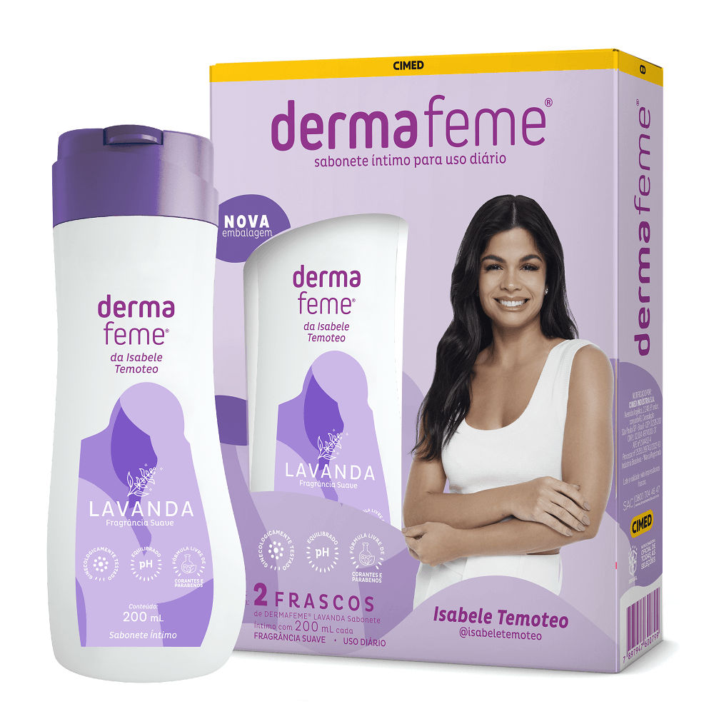 Sabonete Dermafeme Liquido Intimo Com 2x200ml Lavanda