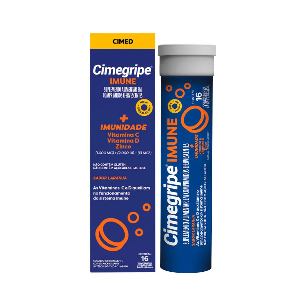 Cimegripe Imune Com 16 Comprimidos Efervescentes Laranja