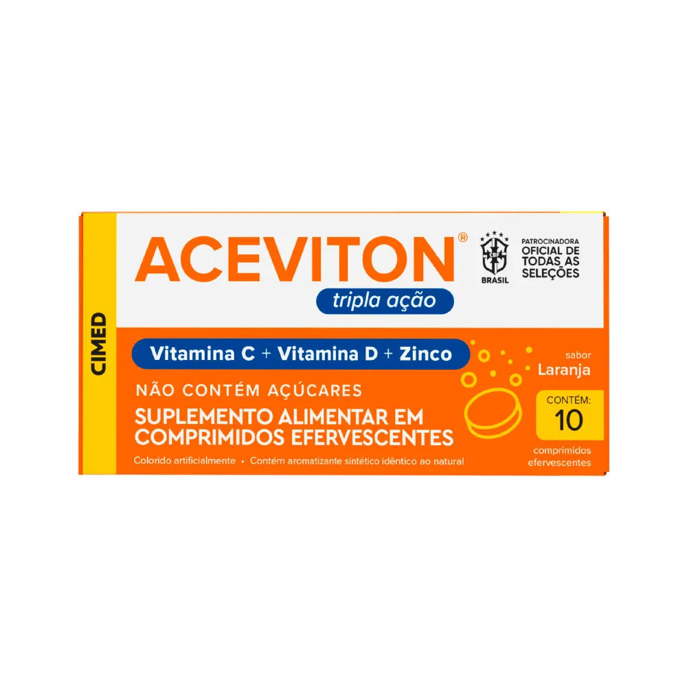 Aceviton Tripla Ação Vitamina C, D E Zinco 10 Comprimidos Efervescentes