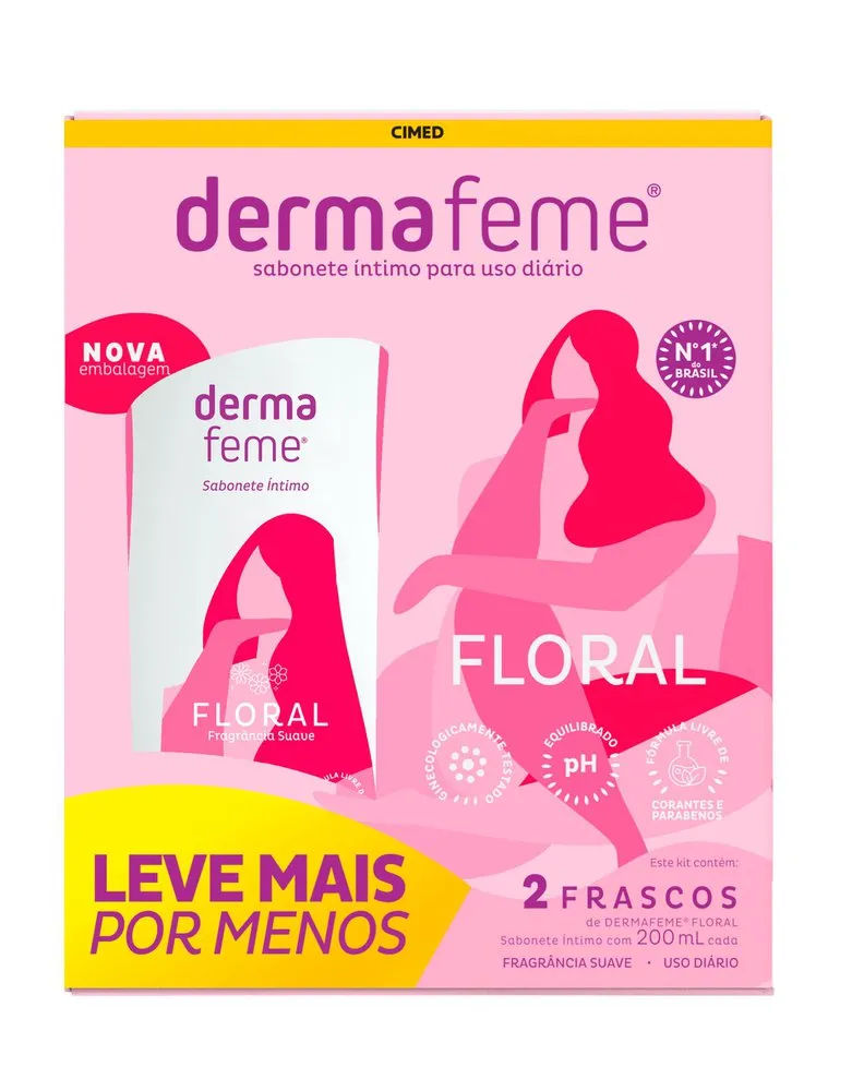 Sabonete Íntimo Dermafeme Floral Kit 2X200ml Cimed