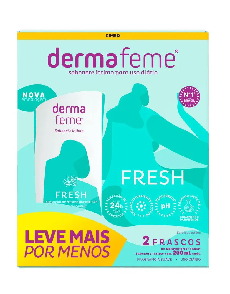 Sabonete Íntimo Dermafeme Fresh Kit 2X200ml Cimed