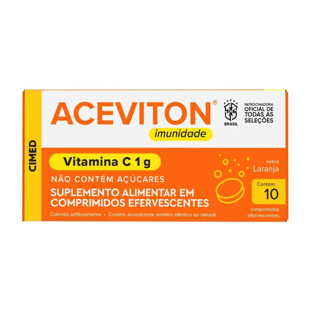 Vitamina C Efervescente Aceviton 1g Laranja 10 comprimidos Cimed